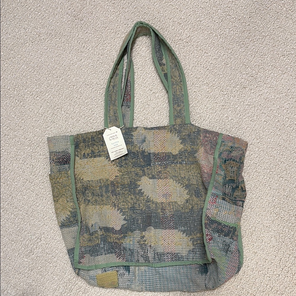 Hand quilted organic cotton Patterned Tote Bag